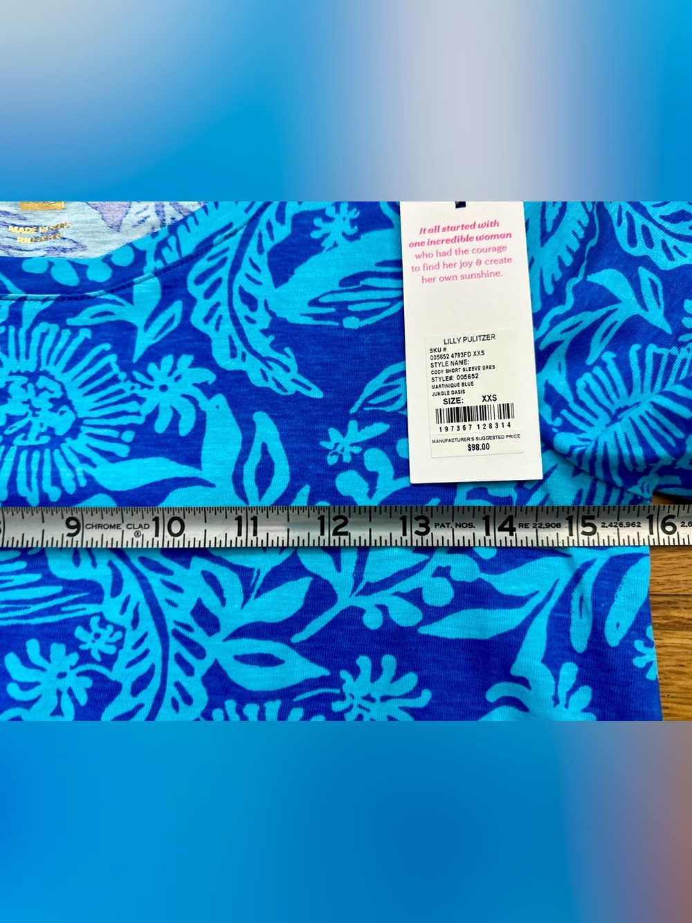 Lilly Pulitzer XXS NWT! Cody dress in 'Martinique Blue Jungle Oasis' 100% cotton - Picture 3 of 8